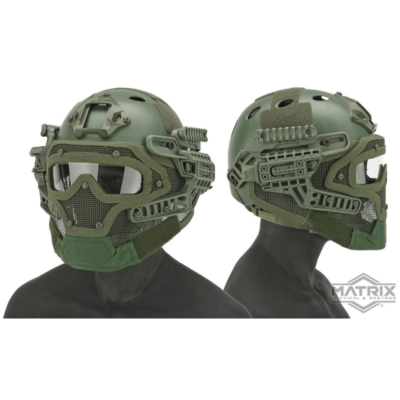 Matrix Legionnaire Full Head Coverage Helmet / Mask / Goggle Protective System (Color: OD Green)