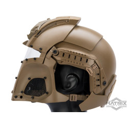 Matrix Medieval Iron Warrior Full Head Coverage Helmet / Mask / Goggle Protective System (Color: Tan)