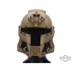 Matrix Medieval Iron Warrior Full Head Coverage Helmet / Mask / Goggle Protective System (Color: Tan)