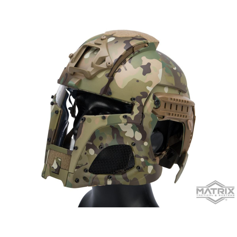 Matrix Medieval Iron Warrior Full Head Coverage Helmet / Mask / Goggle Protective System (Color: Multicam)