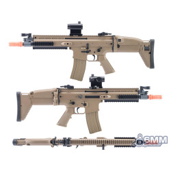 6mmproshop FN Herstal Licensed SCAR-L Airsoft AEG Rifle w/ ZEUS MOSFET by Cybergun (Color: Tan / 350FPS)