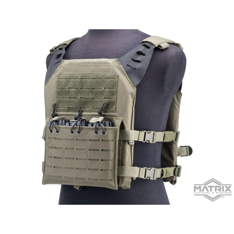 Matrix Laser Cut Compact Plate Carrier (Color: Ranger Green)